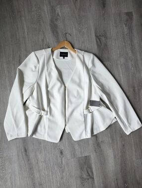 ELOQUII White Peplum Zip-Front Blazer Size 24 NWT